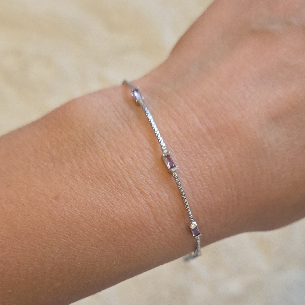 Elegant Amethyst & Silver Bracelet